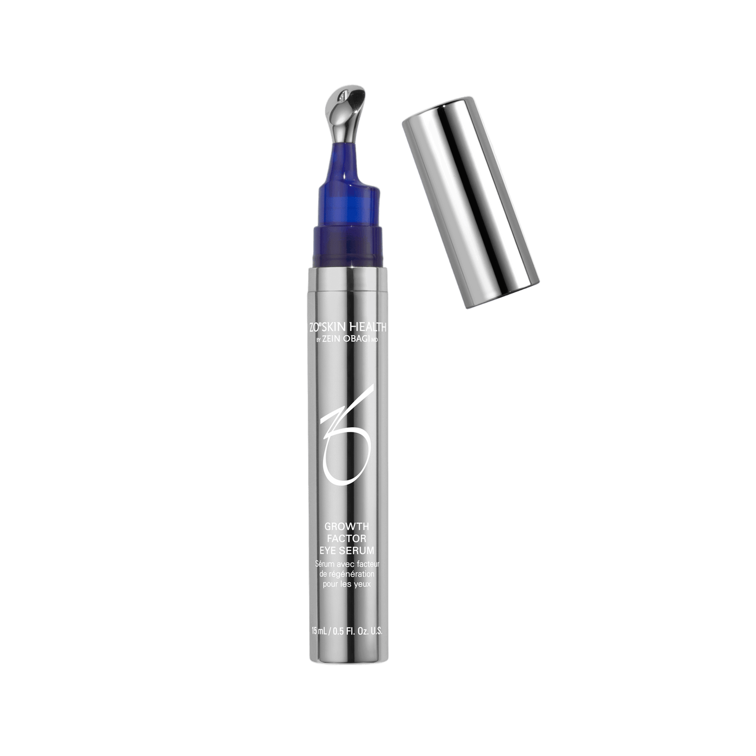 ZO Growth Factor Eye Serum bottle with cooling applicator and white label for eye area repair