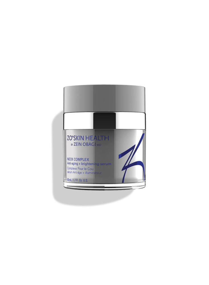 ZO Neck Complex tube and box labeled neck and décolleté firming treatment medical-grade topical