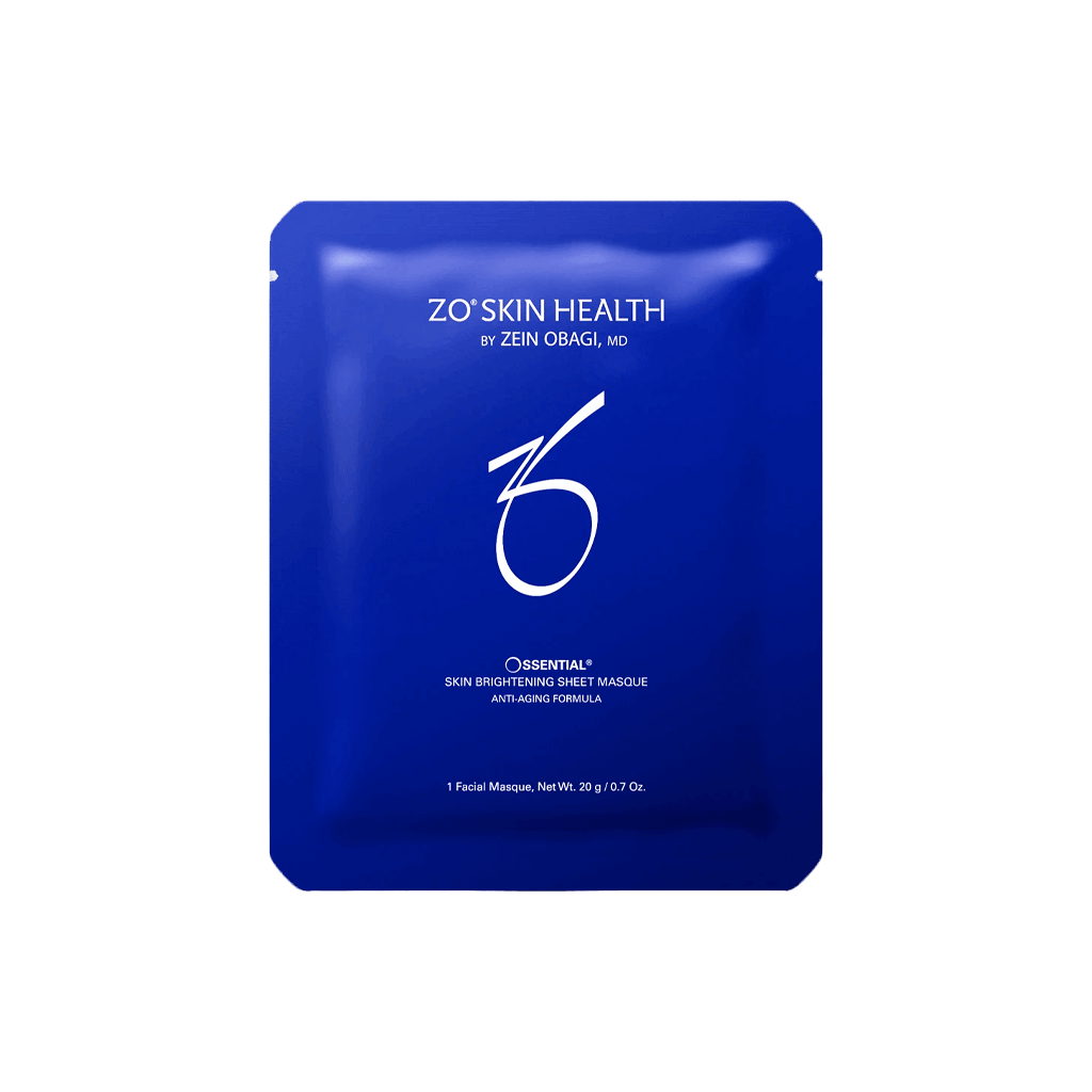 ZO Ossential Sheet Masque foil packet with brand logo and single-use sheet mask packaging