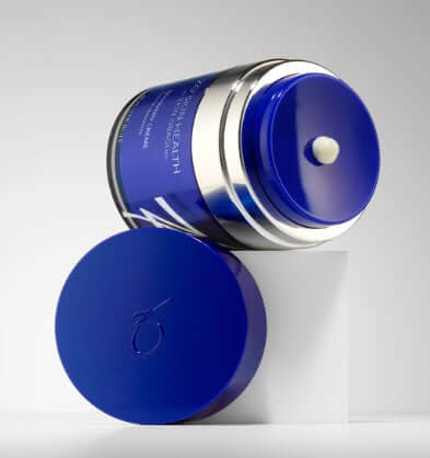 ZO Recovery Creme for sensitive skin in a blue jar, designed for calming and moisturizing irritated skin.