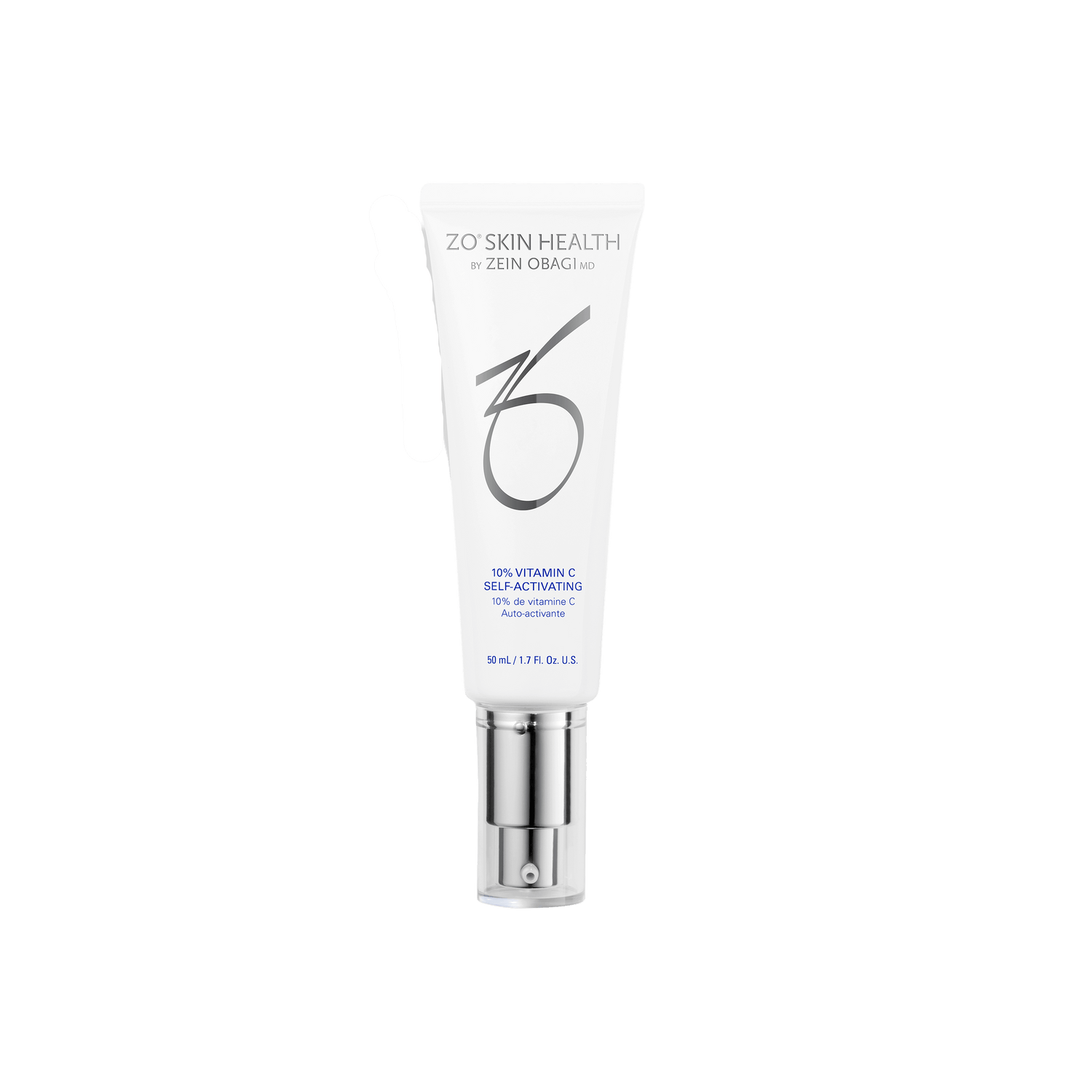 ZO 10 Vitamin C Self-Activating serum in a sleek tube for brightening skin and reducing signs of aging.