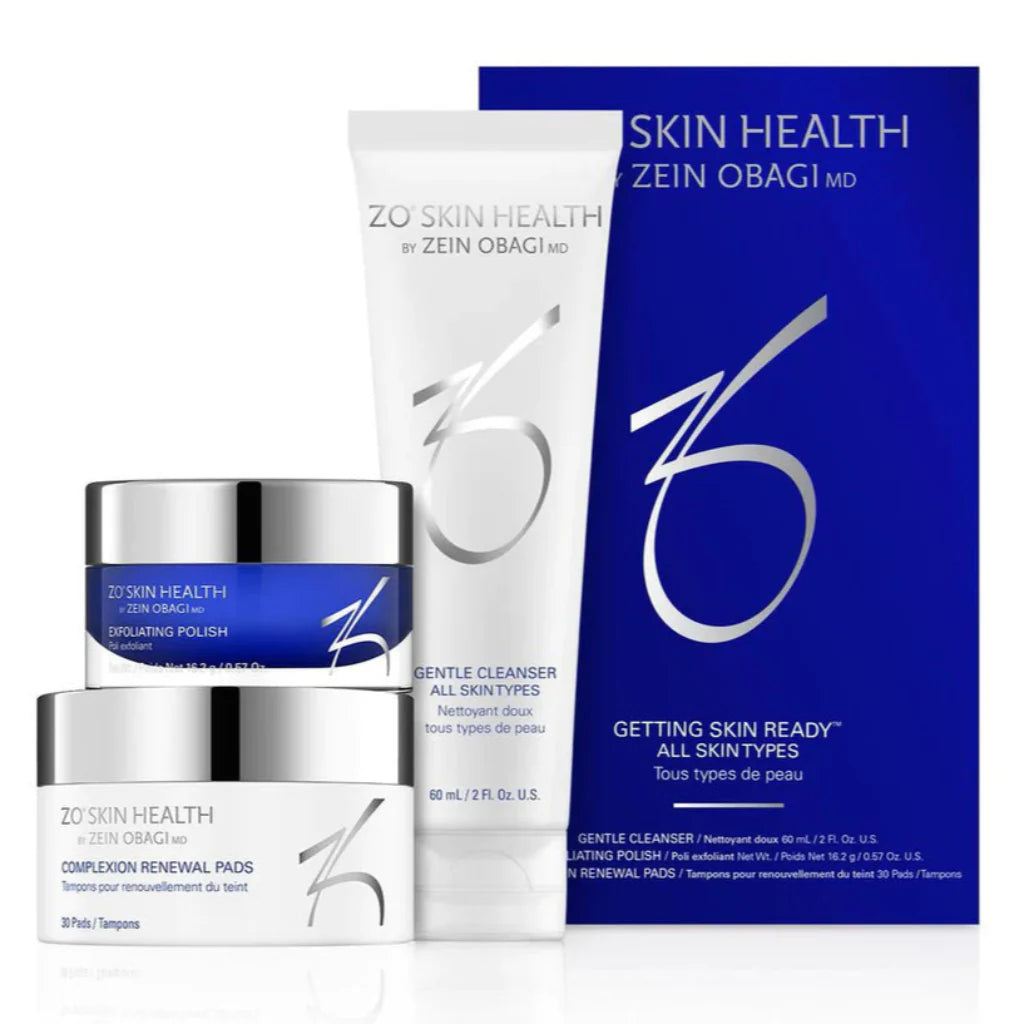 ZO Getting Skin Ready Program kit with 60ml Gentle Cleanser 16.2g Exfoliating Polish and 30 Complexion Renewal Pads